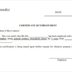 Template Of Certificate Of Employment