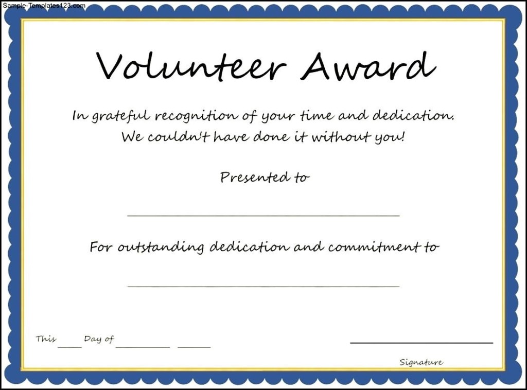 Volunteer Certificate Template