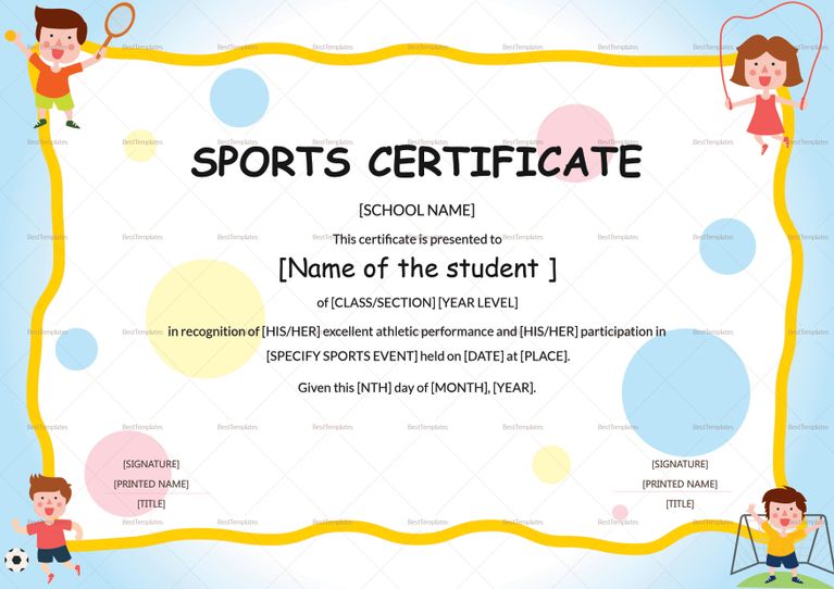 Athletic Certificate Template