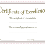 Award Of Excellence Certificate Template