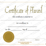 Award Of Excellence Certificate Template