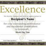 Award Of Excellence Certificate Template