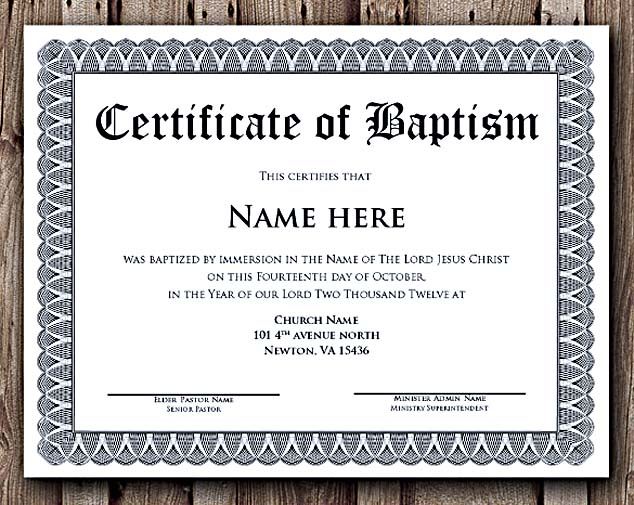 Baptism Certificate Template Word