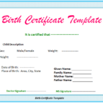 Birth Certificate Template For Microsoft Word