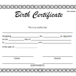 Birth Certificate Template For Microsoft Word