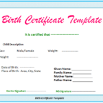 Birth Certificate Templates For Word