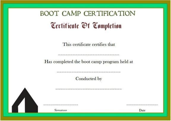 Boot Camp Certificate Template