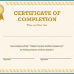 Certificate Of Completion Template Free Printable