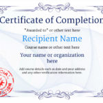 Certificate Of Completion Template Free Printable