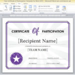 Certificate Of Participation Template Ppt