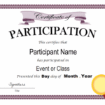 Certificate Of Participation Template Word