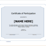 Certificate Of Participation Template Word