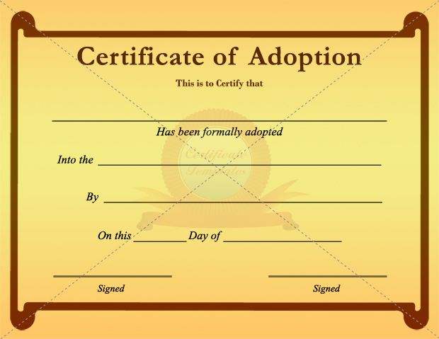 Child Adoption Certificate Template