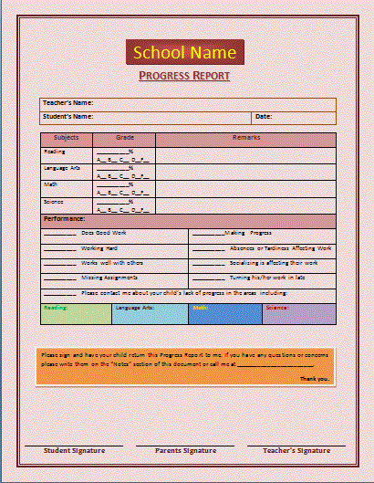 Educational Progress Report Template