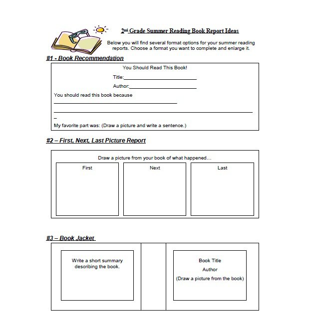 First Grade Book Report Template