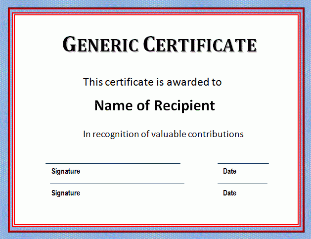 Generic Certificate Template