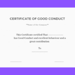 Good Conduct Certificate Template