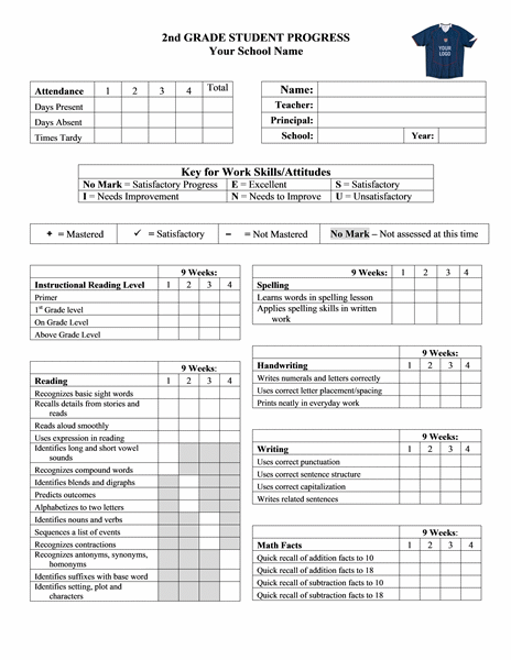 High School Progress Report Template