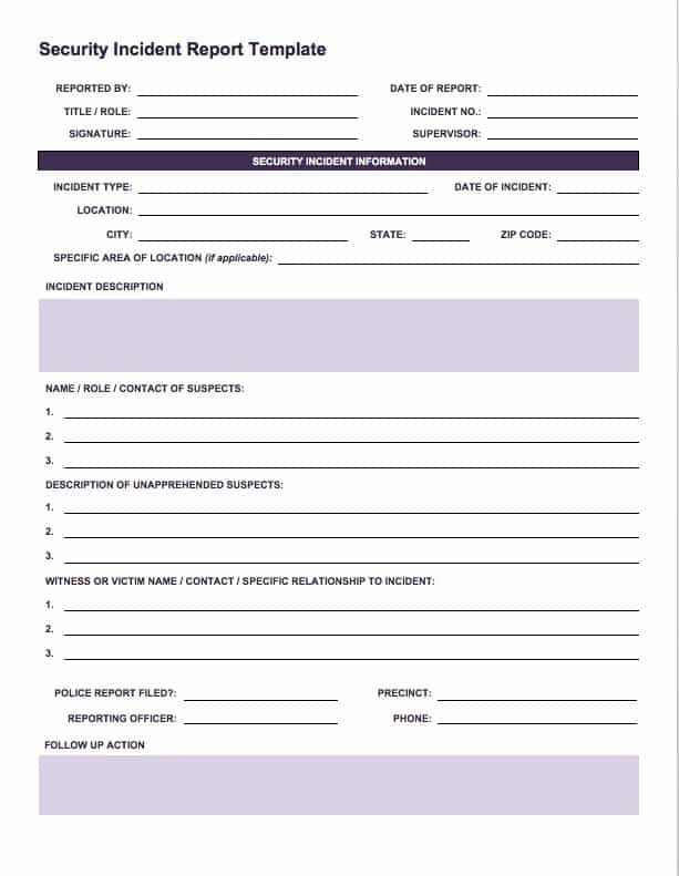 Incident Report Register Template