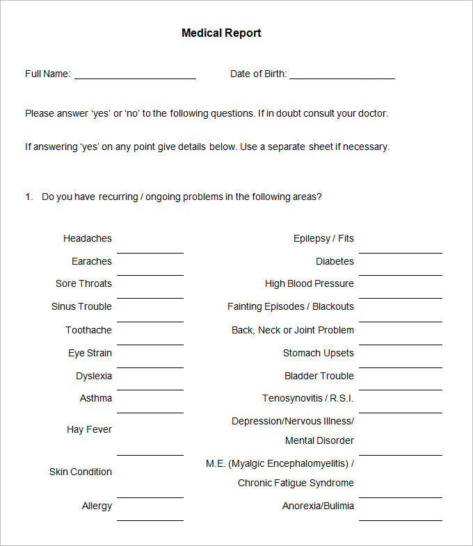 Medical Legal Report Template