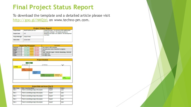 One Page Status Report Template