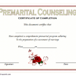 Premarital Counseling Certificate Of Completion Template