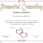 Premarital Counseling Certificate Of Completion Template