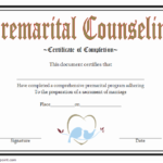 Premarital Counseling Certificate Of Completion Template