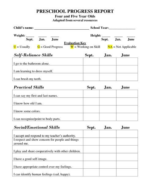 Progress Report Template Doc