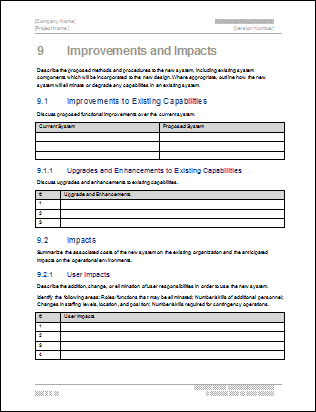 Report Specification Template