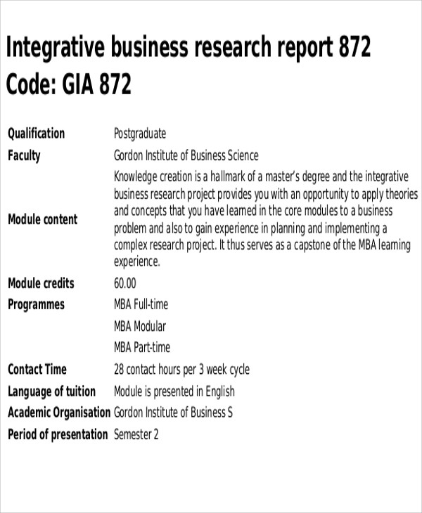 Research Report Sample Template