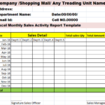 Sales Activity Report Template Excel