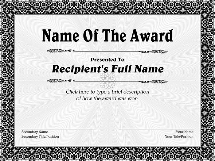 Sample Award Certificates Templates