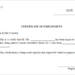 Sample Certificate Employment Template