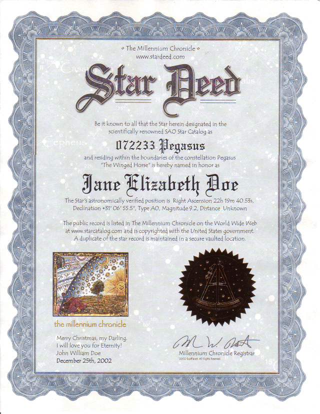 Star Naming Certificate Template