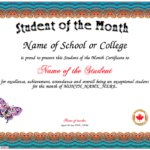 Teacher Of The Month Certificate Template