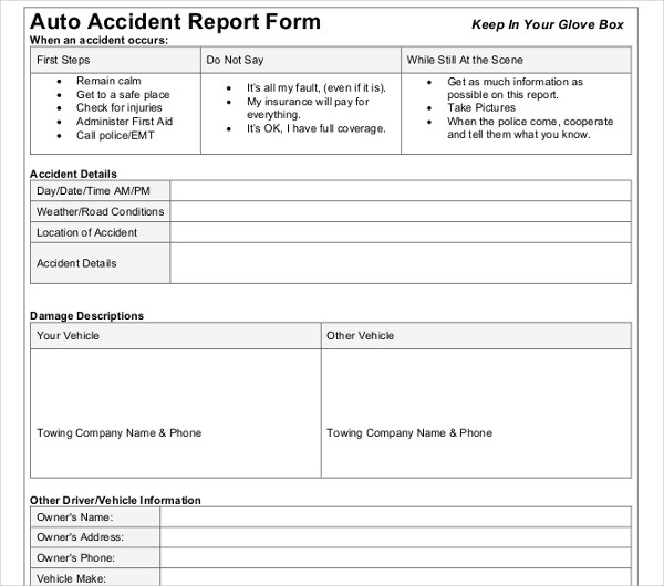 Vehicle Accident Report Template