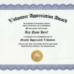 Volunteer Award Certificate Template