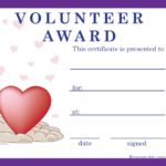 Volunteer Award Certificate Template