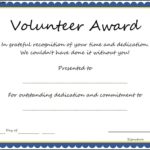 Volunteer Award Certificate Template