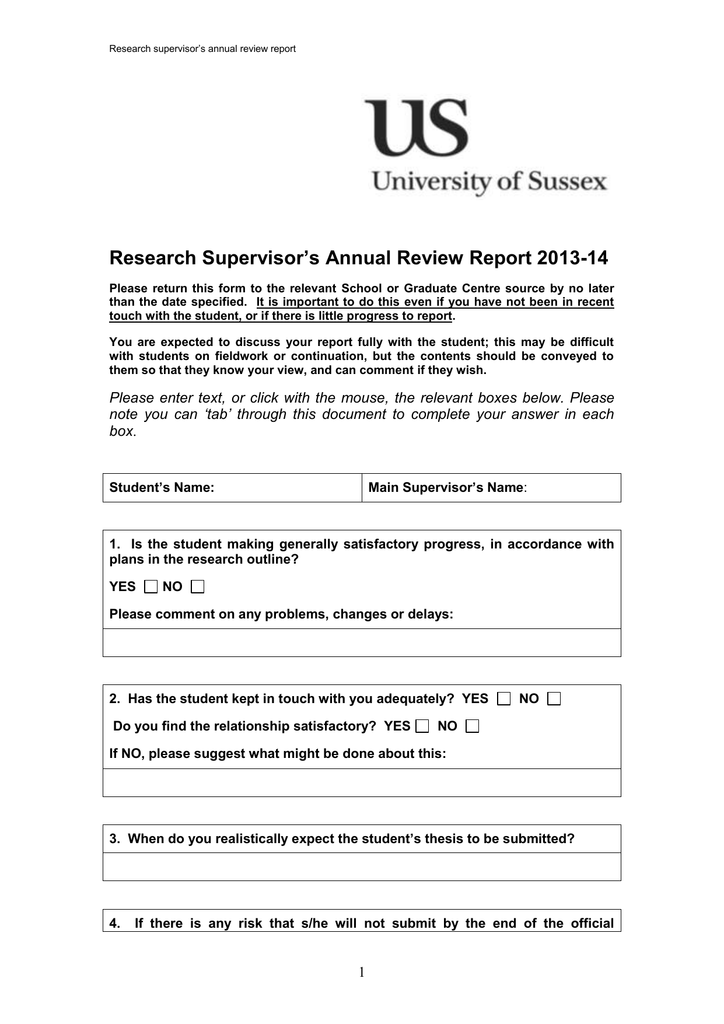 Annual Review Report Template