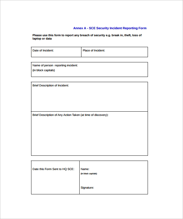 It Incident Report Template