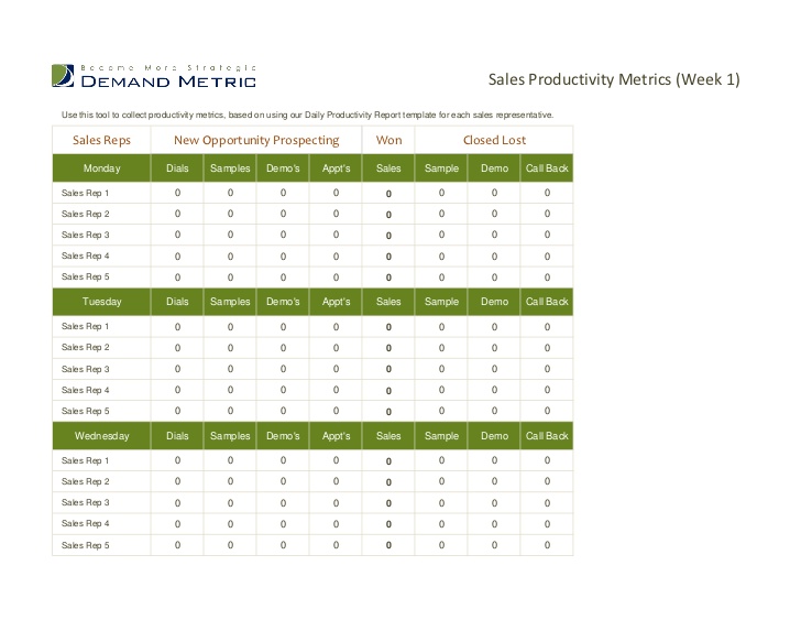 Monthly Productivity Report Template