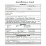 Non Conformance Report Form Template