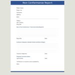 Non Conformance Report Form Template