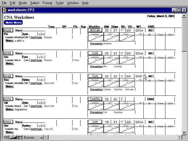 CNA Nursing Report Sheets Pct / cna report sheet