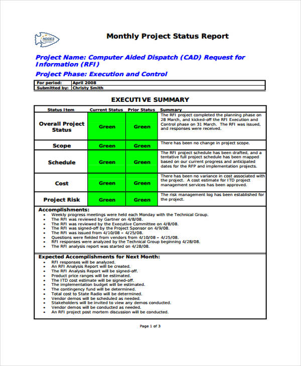 Ohs Monthly Report Template