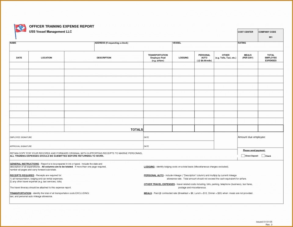 Per Diem Expense Report Template