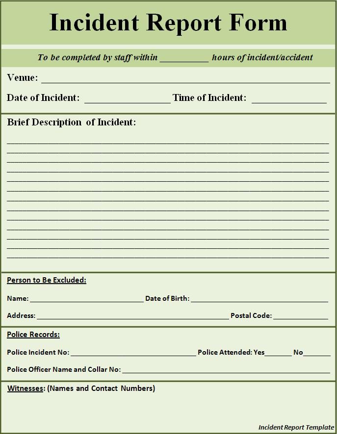 Police Incident Report Template