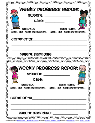 Preschool Weekly Report Template